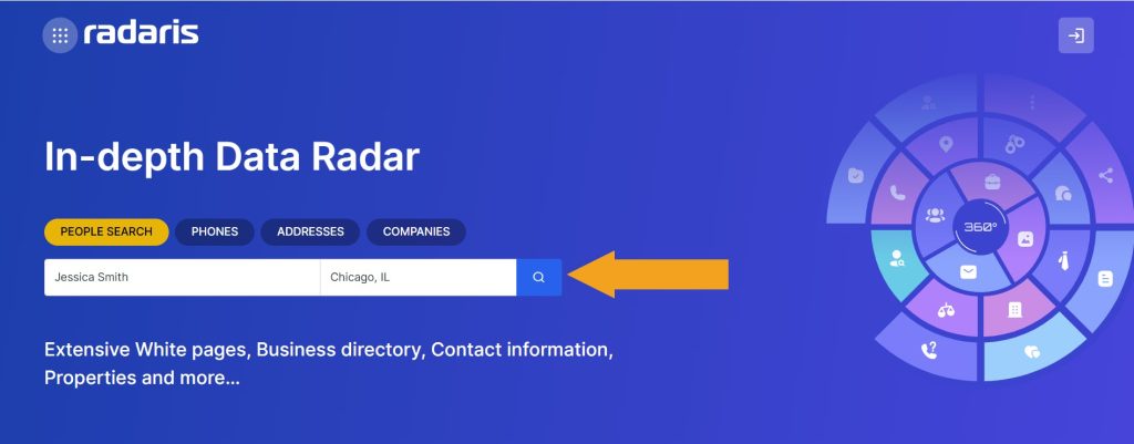 Initiating People Search on Radaris