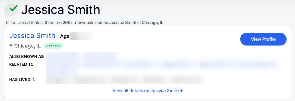 Results for Jessica Smith on Radaris