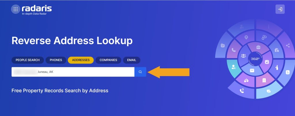 Address lookup on Radaris