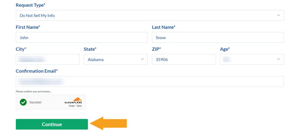 SpyFly opt-out form to submit info to remove