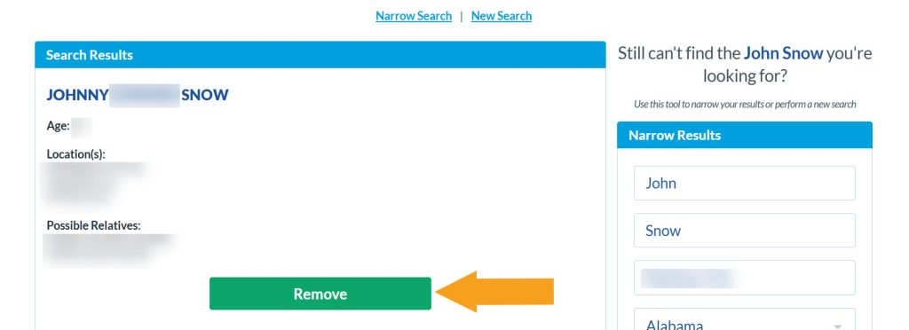 Selecting which record to remove from SpyFly by clicking the "Remove" button