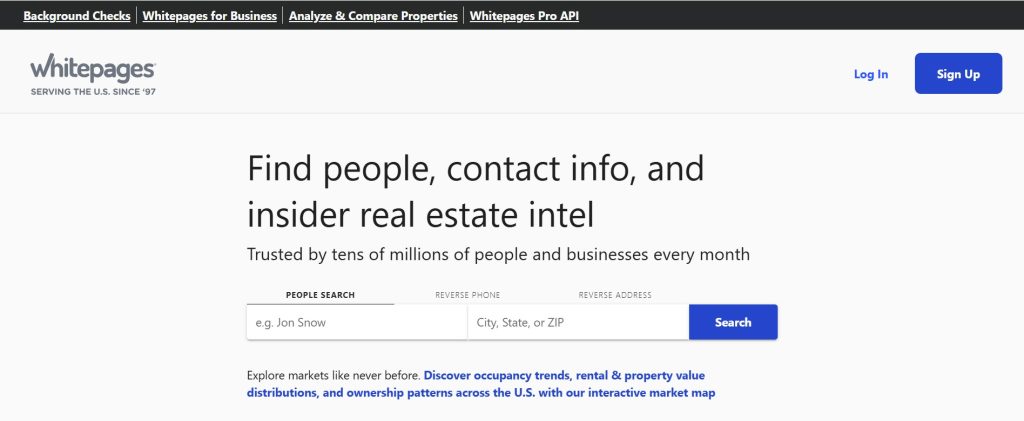 Whitepages.com home page