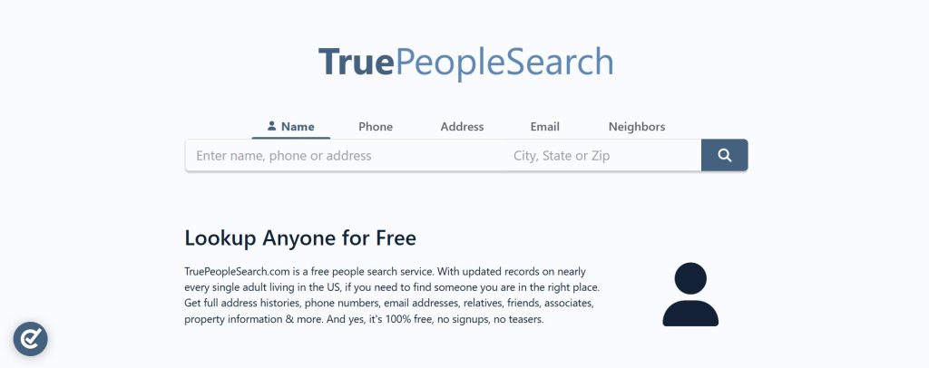 TruePeopleSearch.com home page