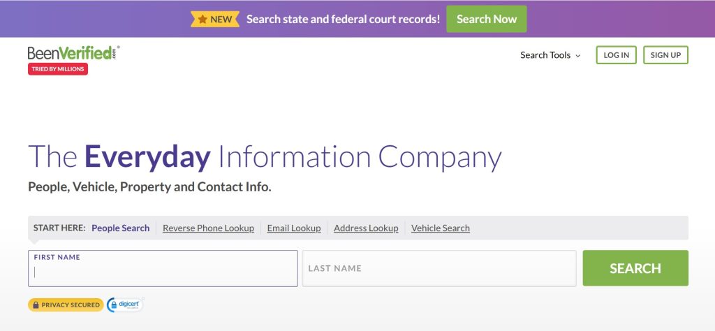 BeenVerified.com home page