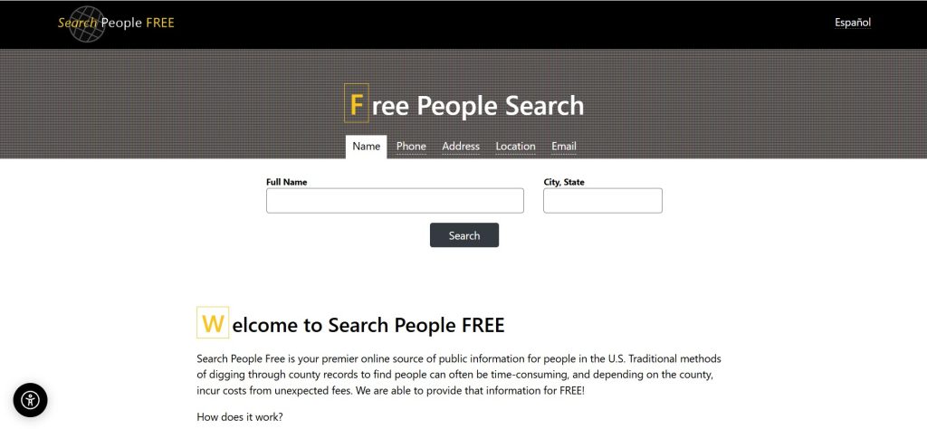 SearchPeopleFree.com home page