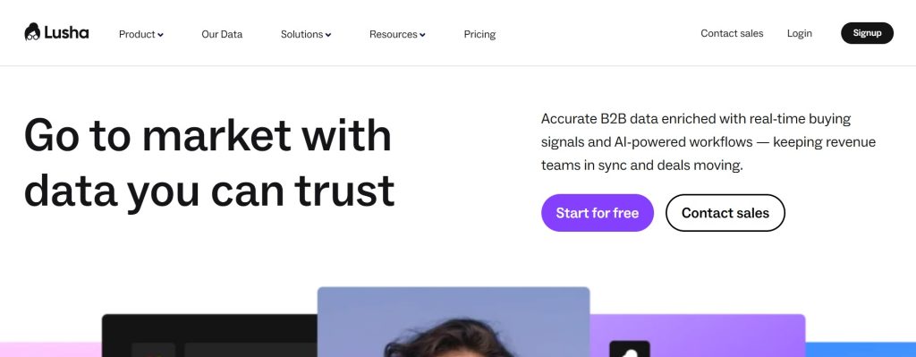 Lusha.com home page