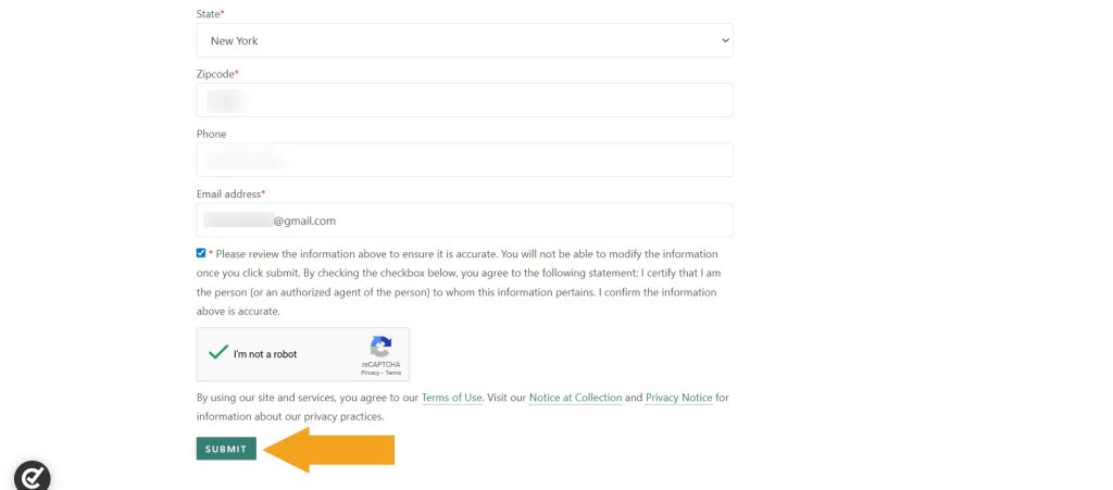 FastPeopleSearch opt-out form to submit personal details to remove from the site