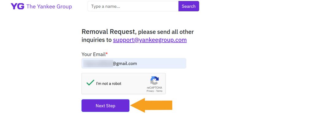 yankeegroup.com email submission page to initiate opt-out