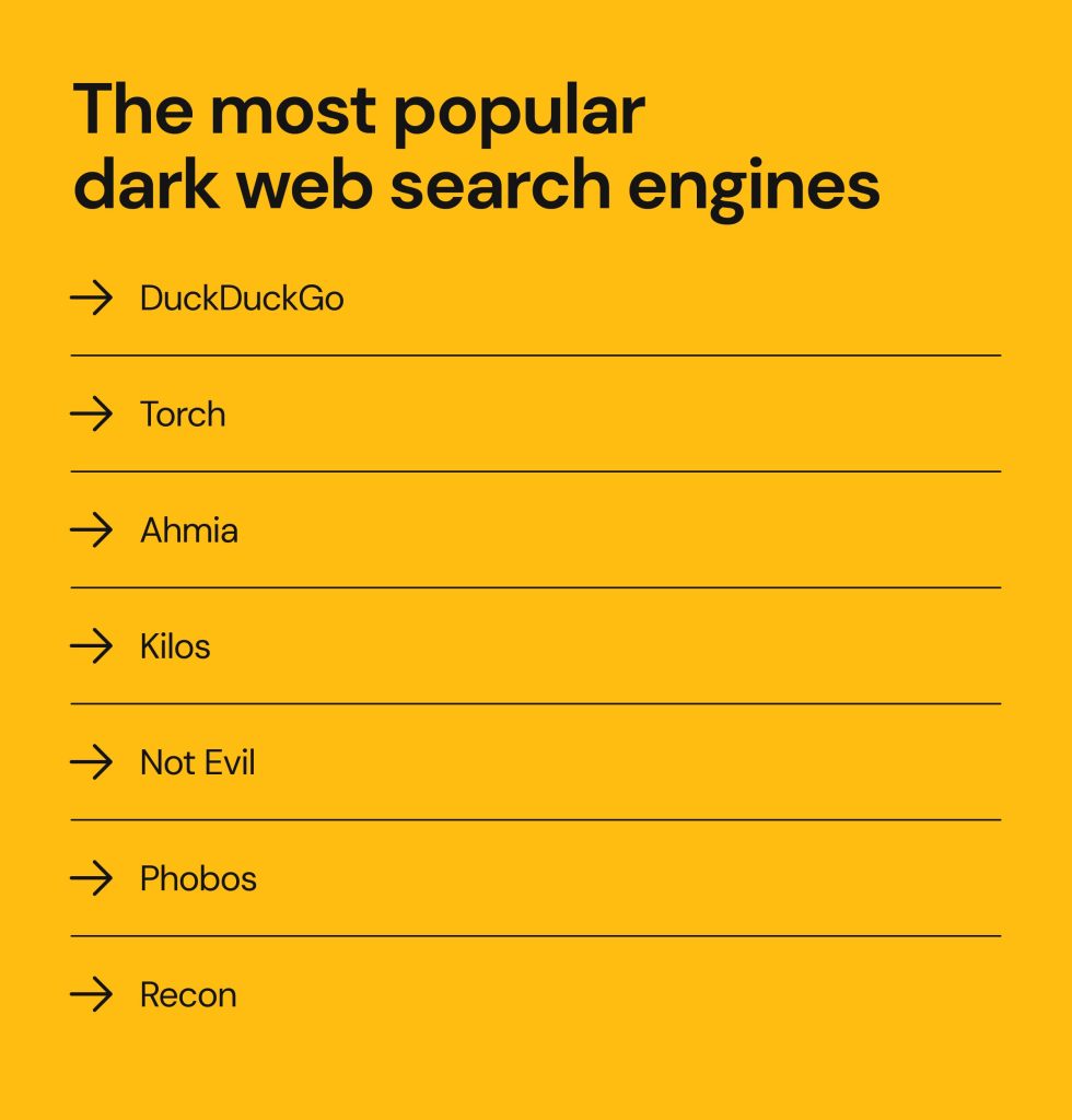The most popular dark web search engines