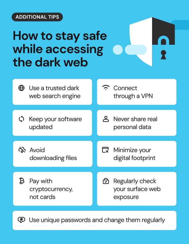 Additional tips on how to stay safe while accessing the dark web