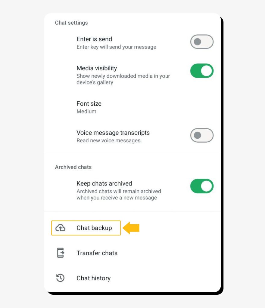 WhatsApp chat backup feature. WhatsApp is safe to use with encrypted backups.