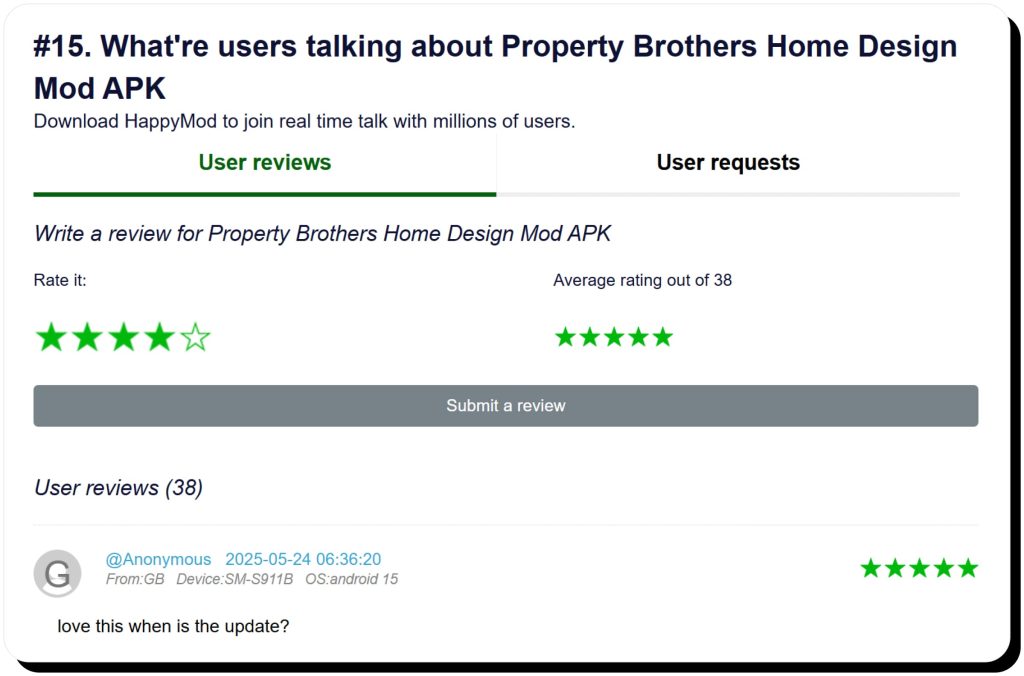 User reviews and ratings for a modded app on HappyMod.  HappyMod is safe as long as you vet the apps before downloading.