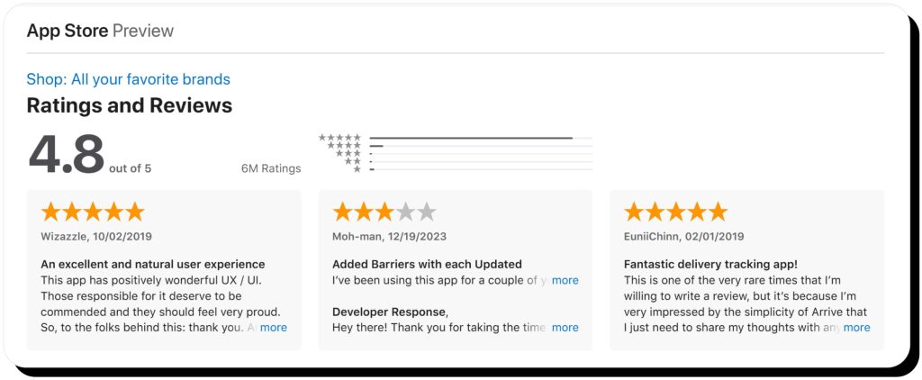 Shop App reviews and ratings in the iOS App Store