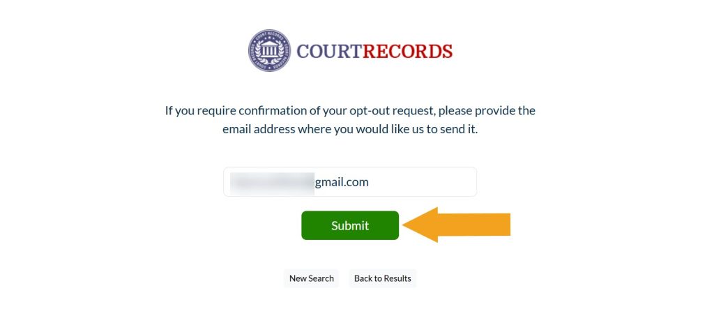 Submitting email address to opt out of Alaska Court Records