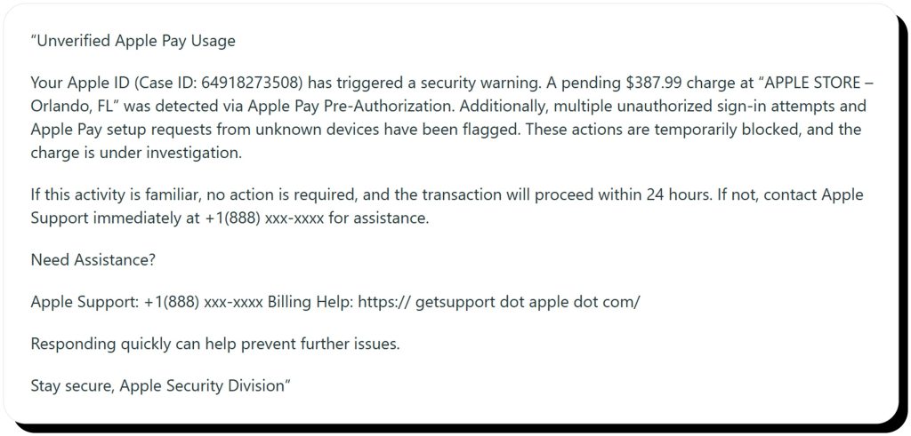 Apple pay scam screenshot 2