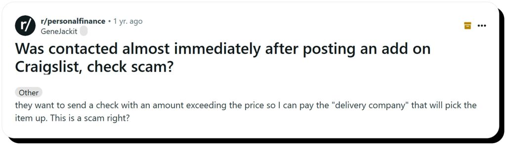 Craigslist cashier's check scam