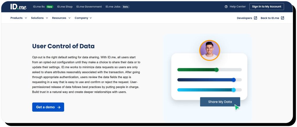 ID.me site explains how users can control their data. ID.me is safe if you control your info.