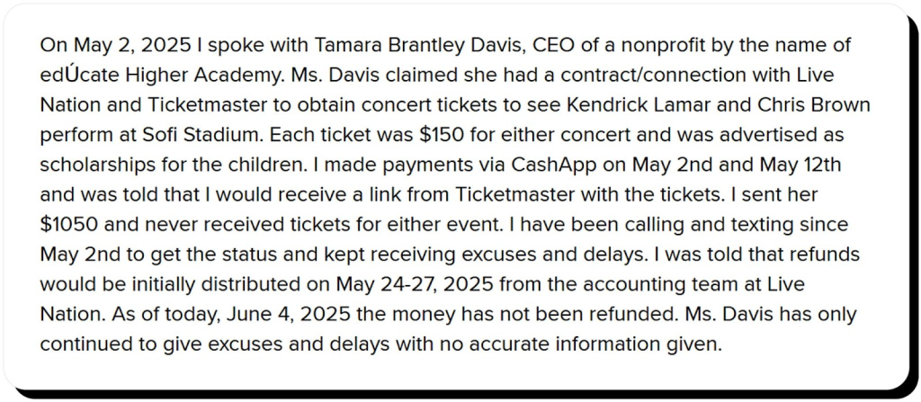 Fake Ticketmaster agents