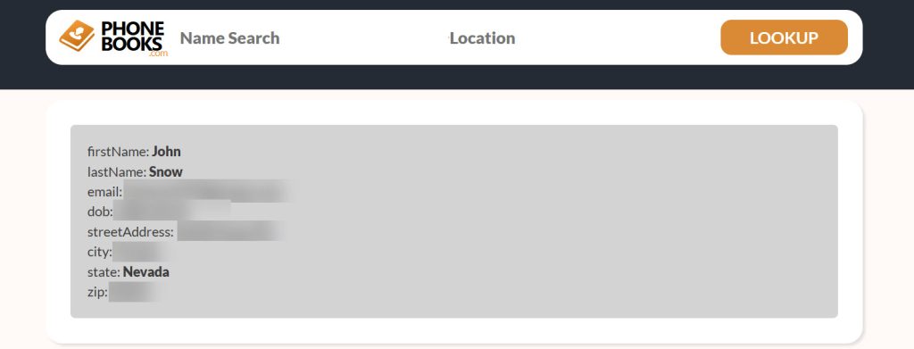 PhoneBooks.com opt-out confirmation on the screen