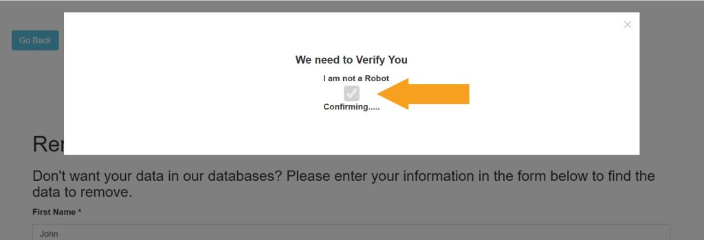 Verifying that you're not a robot on Arizona Court Records