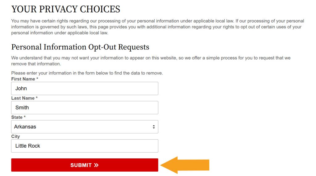 Arkansas Court Records opt-out name lookup