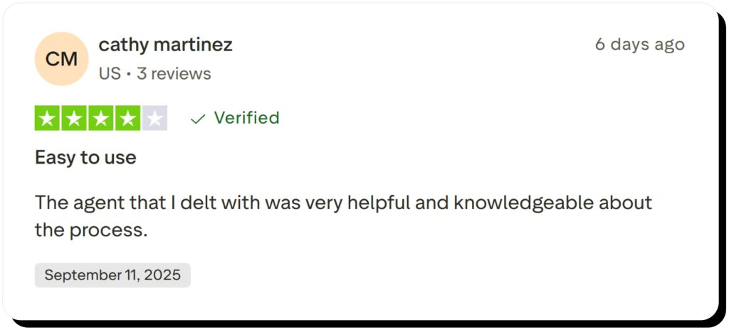 Booksi review on Trustpilot describes positive experience