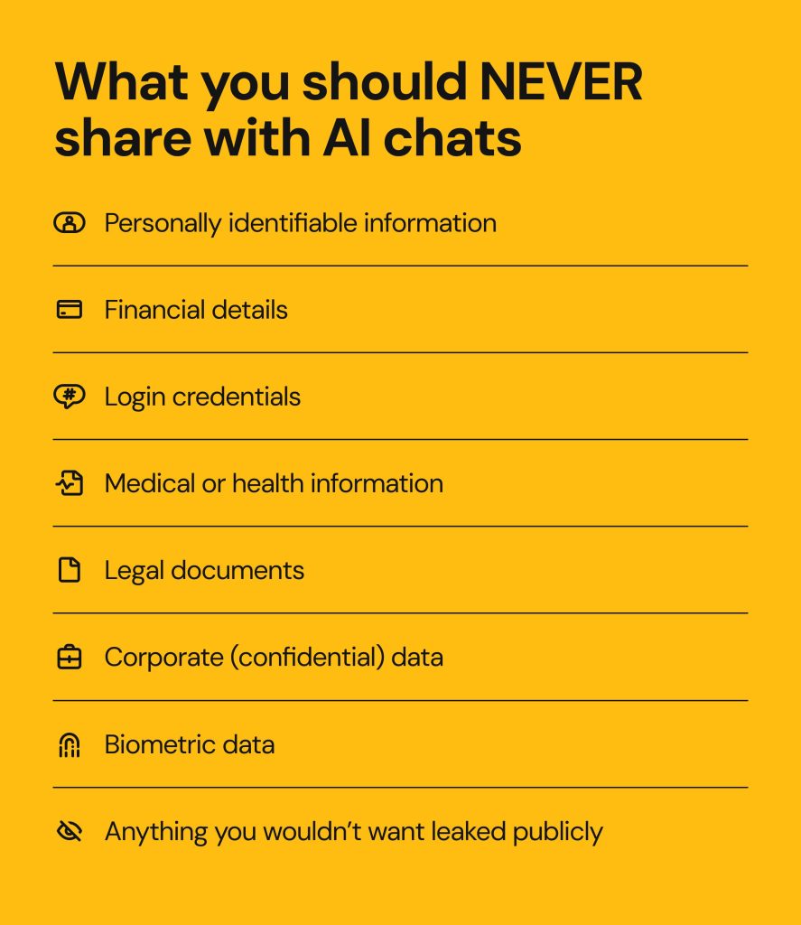 erep infographic about what info to never share with ChatGPT for safe use