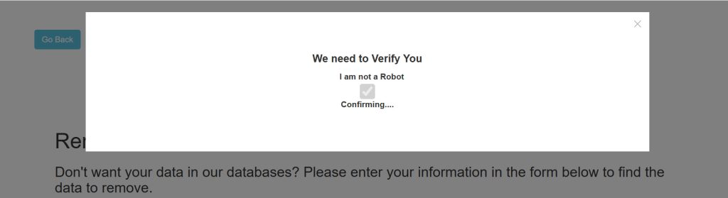 Verifying you aren't a robot on IndianaCourtRecords.us