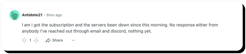 Reddit user describes no response from TheTVApp.to after buying a subscription