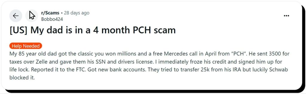 PCH scam example