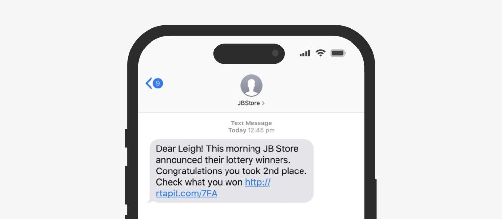 Prize and lottery smishing 