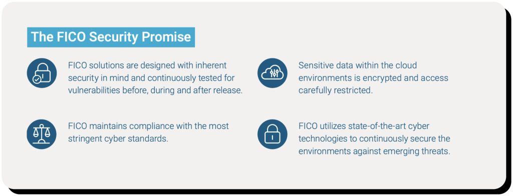 FICO describes their security promise in 4 points. myFICO is safe to use due to FICO's robust security.