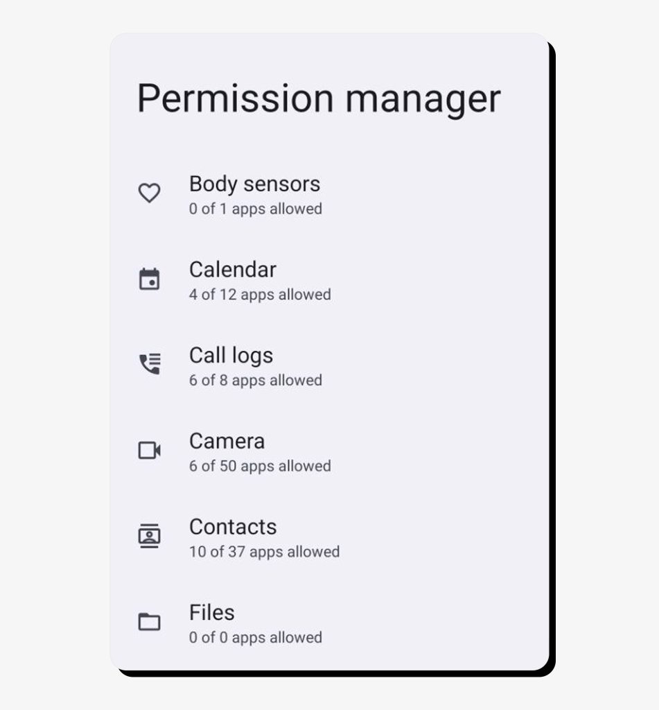 Permission manager on Android which helps to check if your phone is tapped