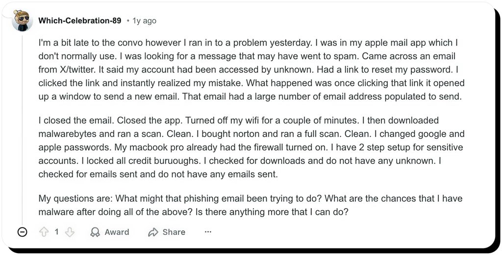 what to do if you click on a phishing link_reddit
