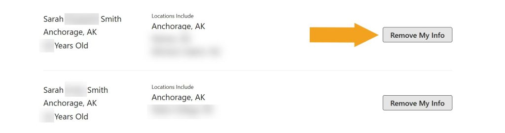 Removal request page for PropertyRecs.com