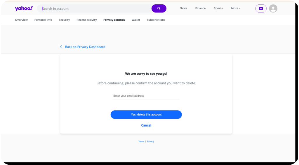 how do i delete a yahoo account_yahoo account termination screenshot 2