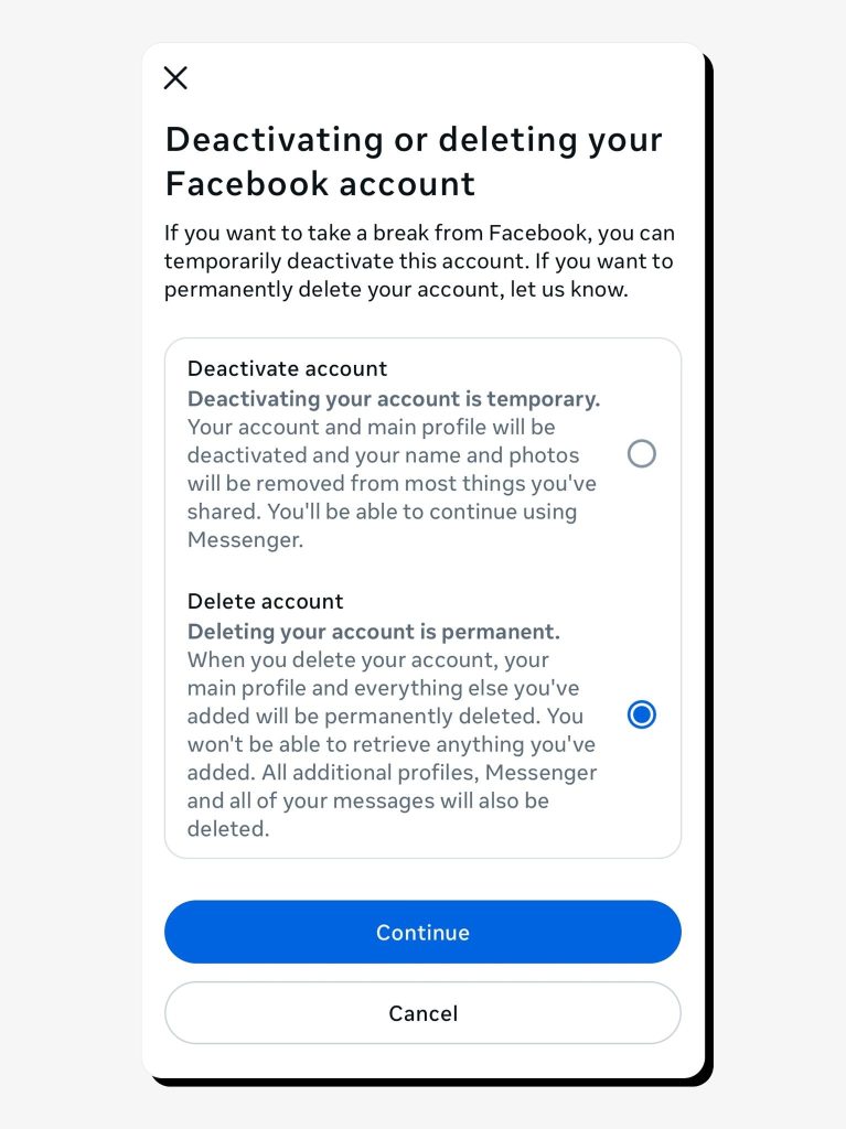 How to delete your Facebook Messenger account permanently step 1
