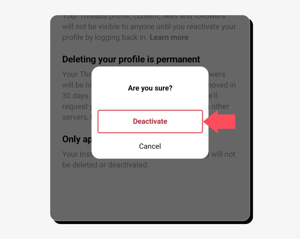 Confirm by tapping Deactivate.