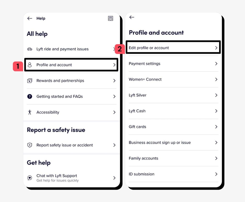 Tap Profile and account > Edit profile or account.