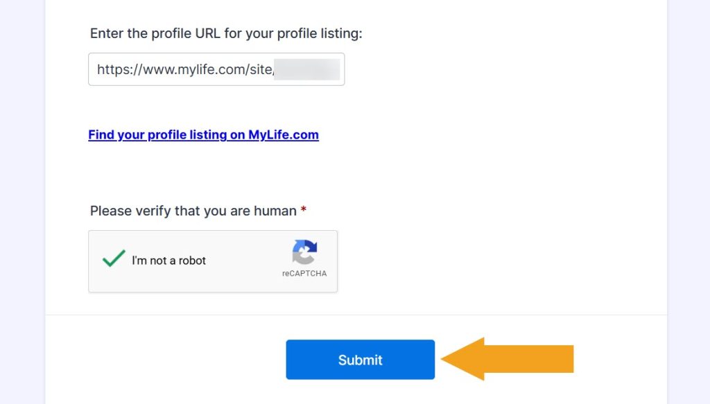 MyLife opt-out form