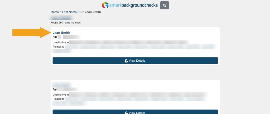 Smartbackgroundchecks opt-out name lookup result