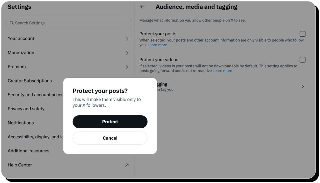 how to make x account private_desktop6