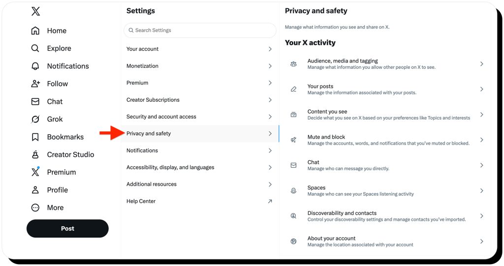 how to make x account private_desktop3