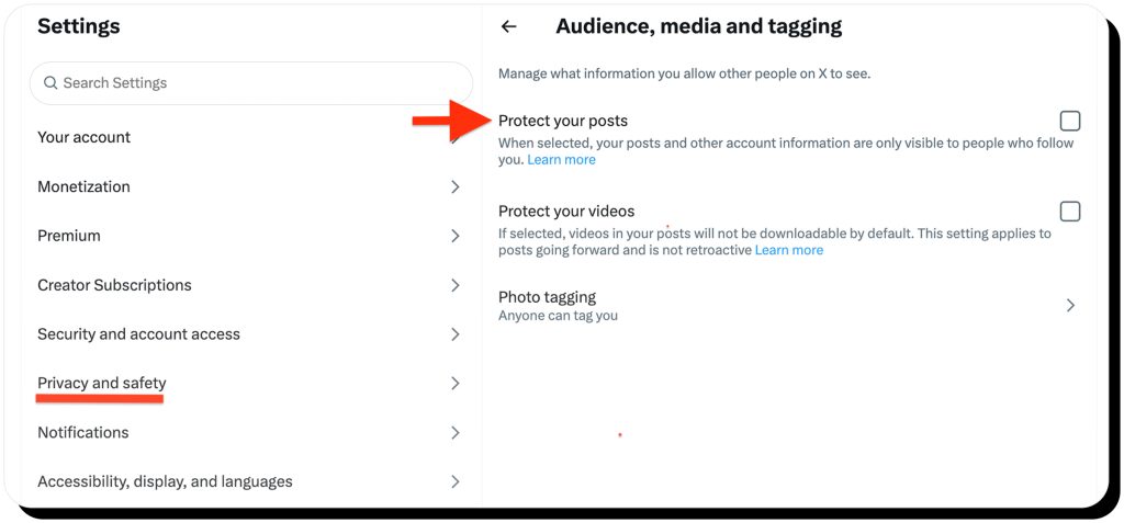 how to make x account private_desktop5