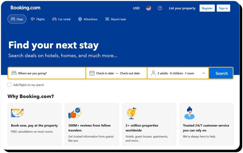 Booking.com home page