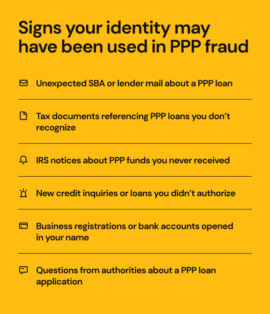 Signs your identity may have been used in PPP fraud