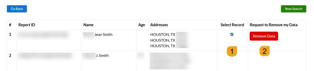 Selecting which record to remove from TexasCourtRecords.us