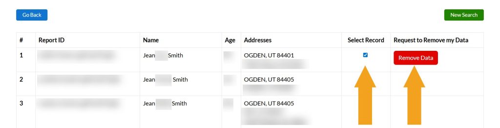 Selecting which record to remove from UtahCourtRecords.us