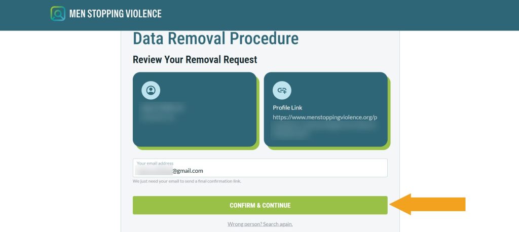 Submitting email during opt-out on Menstoppingviolence.org