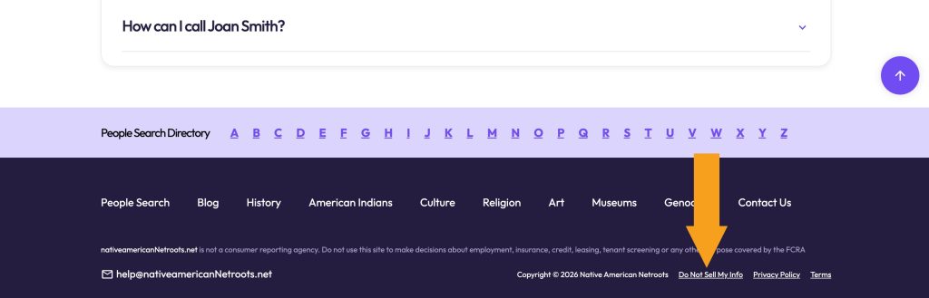 NativeAmericanNetroots.net footer with the Do Not Sell My Info link pointed at